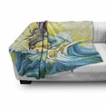 thumbnail image 3 of Mermaid Soft Flannel Fleece Throw Blanket, Mermaid Sitting on Rock Sunny Day Colored Pencil Drawing Effect, Cozy Plush for Indoor and Outdoor Use, 60" x 80", Yellow Blue Purple, by Ambesonne, 3 of 6