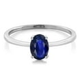 thumbnail image 2 of Gem Stone King 10K White Gold Blue Sapphire Solitaire Engagement Ring | 0.57 Cttw | Oval 7X5MM | Gemstone September Birthstone | Wedding Engagement Anniversary Promise Ring for Women (Size 7), 2 of 3