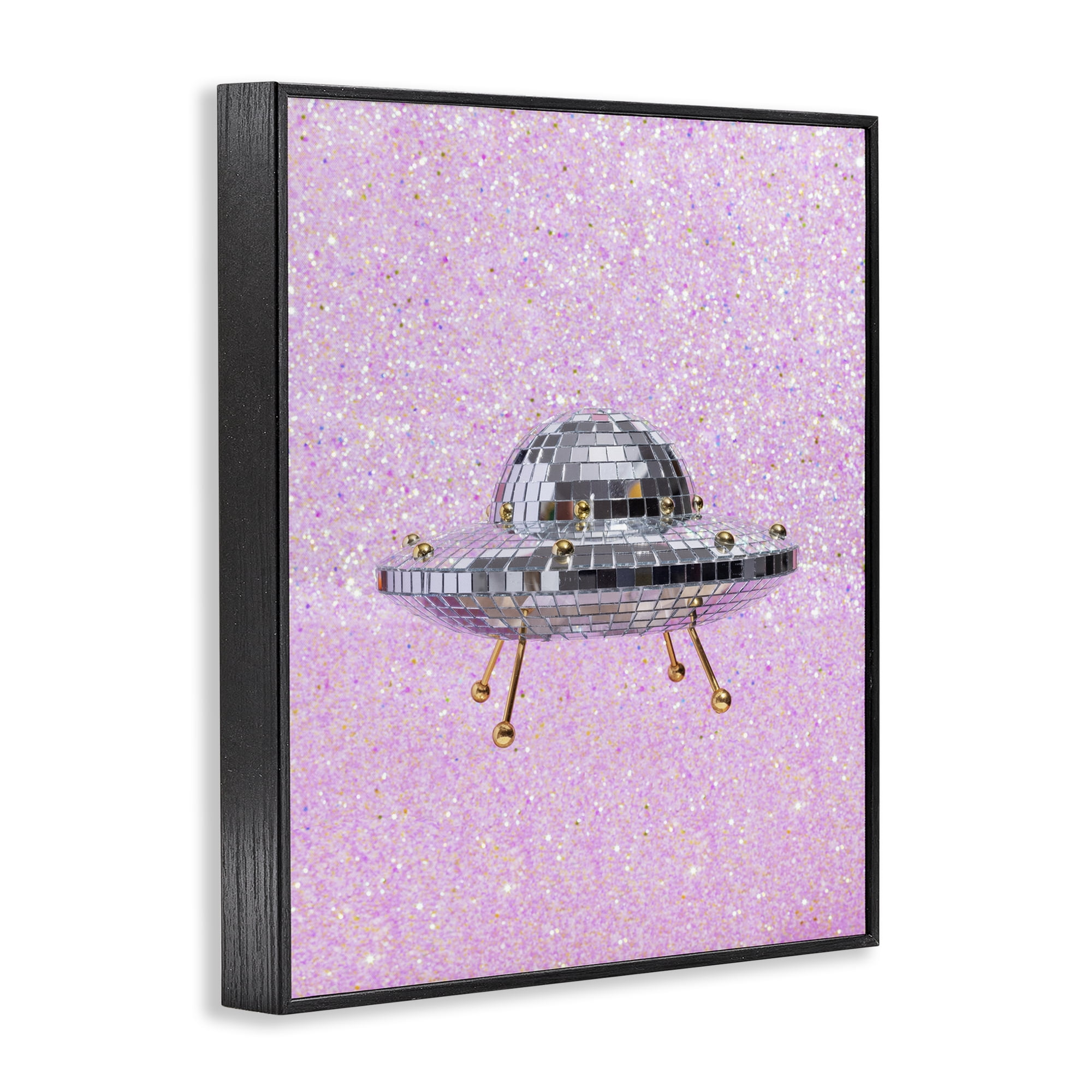 Stupell Industries Disco Patterned UFO Performing Arts Painting Black Framed Art Print Wall Art, 24 x 30