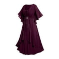 thumbnail image 4 of Gothic Sheer Batwing Sleeve Dress for Women Off Shoulder Casual A-Line Short Tunic Dress Vintage Bohemian Gown, 4 of 7