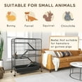 thumbnail image 4 of Pet Playpen PawHut 53.5" Small Animal Cage, 5-Level Metal Ferret or Bunny Cage with Wheels, Chinchilla Cage with Removable Tray, 2 Front Doors, Ramps, Gray,Guinea Pig Cage, 4 of 7