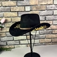 thumbnail image 5 of Unir Embroidered Wide Brim Cowboy Hat for Women, Suede Sun Protection with Chin Strap, Outdoor Western Style Hat, 1 Piece, One Size, 5 of 5