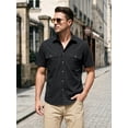 thumbnail image 6 of Men's Black Shirts Button Down Short Sleeve Shirts Relaxed Fit Casual Work Shirts with Two Pockets, 6 of 8