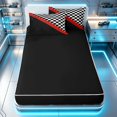 thumbnail image 4 of Erosebridal Checkered Flag Zipper Queen Comforter Set with Fitted Sheet and 2 Pillowcases, Racing Zipper Bedding Set, Red Stripe Checkered, Black Reversible, 4 of 7