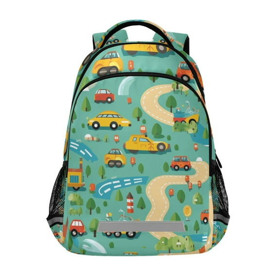 ALAZA Car Cartoon Backpack Elementary School Bag Bookbag Travel Rucksack