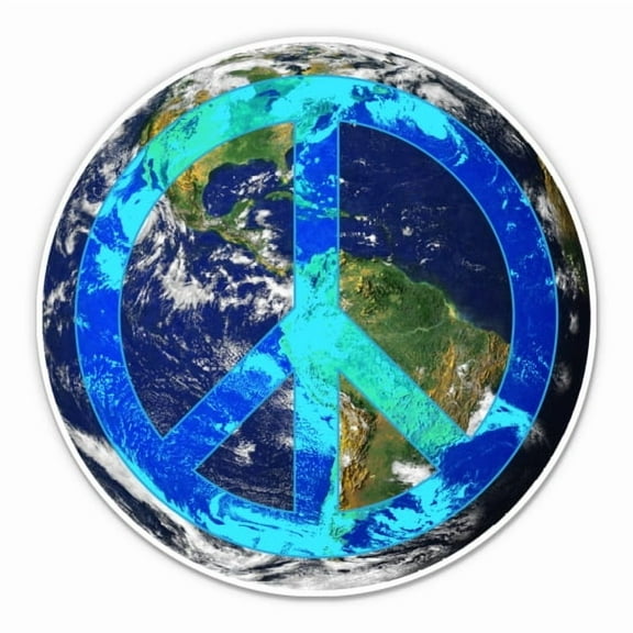 Peace Sign Planet Earth - 3" Vinyl Sticker - For Car Laptop Water Bottle Phone - Waterproof Decal