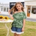 thumbnail image 6 of Auroural Girls Summer One Shoulder Short Sleeve T Shirts Casual Cute Suit Girls Camo Print Shirt for 5-14Y Girls Summer Clothes 9 Years, 6 of 9