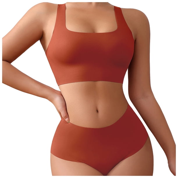 Conjunto de sujetador deportivo para mujer: estilo camiseta sin aros, relleno extraíble, fruncido en la parte superior, tallas S-XL.