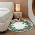 thumbnail image 2 of Round Rugs 6Ft, Green Botanical Round Area Rug Washable Indoor Throw Carpet, Pine Cones Needles Farmhouse Soft Non Slip Circle Rug for Office Cabinet Home Decor Aesthetic, 2 of 8