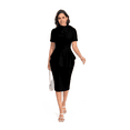 thumbnail image 4 of YUSHO Women Fashion Peplum Bodycon Short Sleeve Bow Club Ruffle Pencil Party Dress, 4 of 7