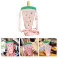 thumbnail image 3 of Cute Watermelon Straw Water Bottle Ice Cream Cup With Shoulder Strap, 3 of 6