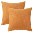 thumbnail image 2 of Funda de cojín decorativa de lino tejido de granja, juego de 2 fundas de cojín cuadradas rústicas para sofá en casa, color naranja, 16" x 16", 2 of 6