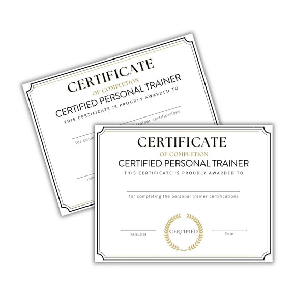 Certified Personal Trainer Certificate of Completion 50pk 8.5x11 Award Life Health Coach Fitness Training Gym Wellness Tracker Forms