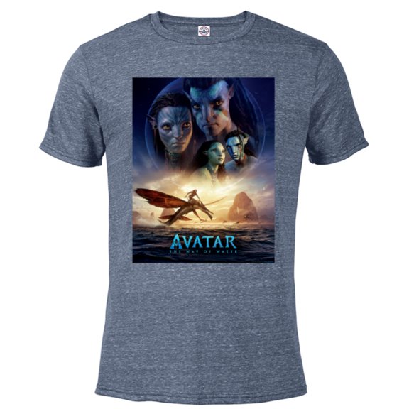 Avatar: The Way of Water Theatrical Movie Poster - Short Sleeve Blended T-Shirt for Adults - Customized-Denim Snow Heather
