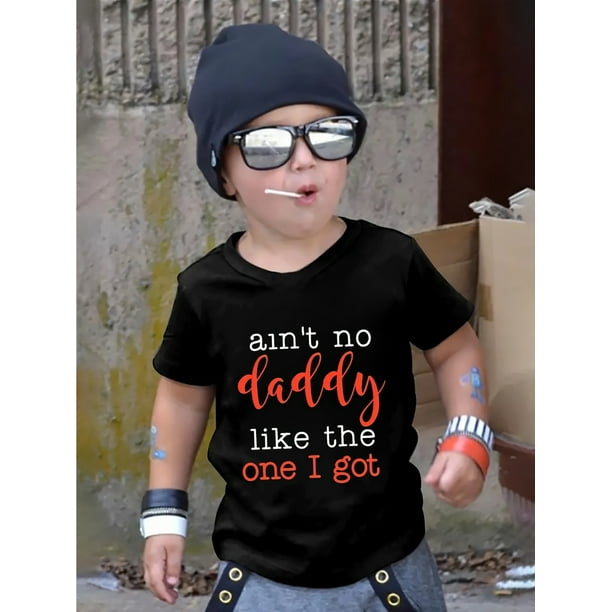 Camiseta con estampado de letras "No hay papá como el que tengo", camisetas para niños, camiseta informal de manga corta para verano, primavera y otoño.