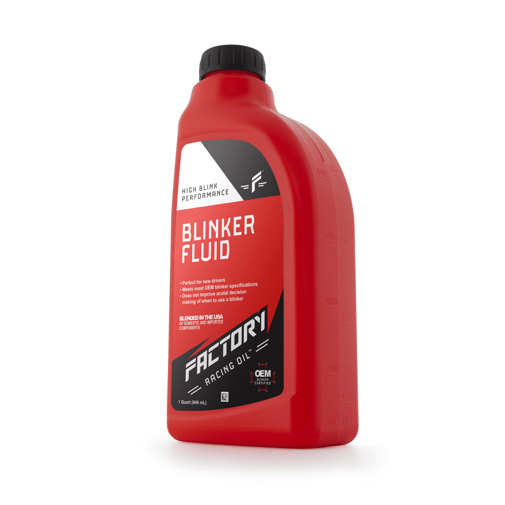 Factory Racing Parts High Performance Blinker Fluid – Gag Gift/Prank – 1 Quart (Empty) Bottle