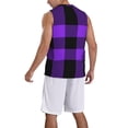 thumbnail image 5 of Rocae Purple Buffalo Plaid for Men's Basketball Jersey Lightweight and Breathable Athletic Tank Top,Quick-Drying Sports Jersey 3X-Large, 5 of 9