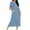 Blue-summer nightgowns for women, variant on Women Zipper Robes Short Sleeve Knee Length Bathrobe Lightweight Print House Coat with Pockets