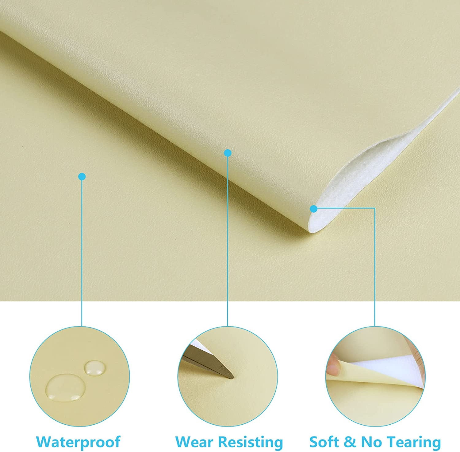 Artificial Leather PU Fabric Vinyl Material 2-Way Stretching for DIY Sewing Crafts Upholstery Beige