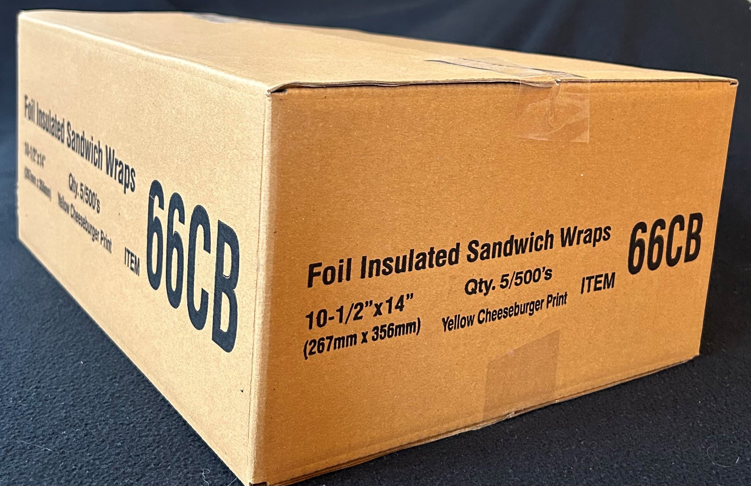 Cushion Foil Sandwich Wrap, 10.5" x 14" Sheets, Cheeseburger Print Yellow, 2500 Count