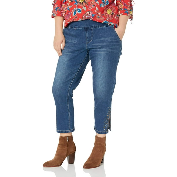 JAG Jeans Womens Petite EmbellishedHem Stretch Jeans 12P