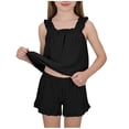 thumbnail image 6 of hengsof Girls Two Piece Summer Set for 5-16 Years Old Sleeveless Ruffle Hem Camisole Top Elastic Waist Shorts Casual Kids Outfit, 6 of 8