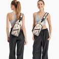 thumbnail image 6 of Sling Backpack,Beige Christmas Tree Pattern Sling Bag with Water Bottle Holder,Waterproof Sling Bag for Men/Women with Headphone Jack for Hiking,Travel, 6 of 6