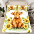 thumbnail image 2 of jejeloiu Cute Highland Cow Twin Sheet Sets,Yellow Sunflower Blossom Bedding For Girls Teens 3pcs, 2 of 7