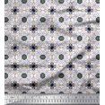 thumbnail image 1 of Soimoi Polyester Crepe Fabric Swirl & Floral Patchwork Print Sewing Fabric Yard 52 Inch Wide, 1 of 3