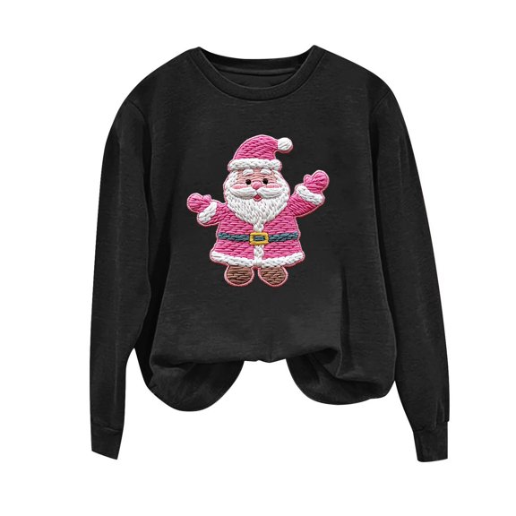 Riecok Oversized Sweatshirt for Women Christmas Crewneck Long Sleeve Pullover Tops Santa Claus Print Baggy Trendy Clothes