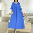 thumbnail image 5 of Women Oversized Maxi Dress Long Floor Length Dresses Casual Loose Baggy Crew Neck Summer Swing Beach Dress, 5 of 5