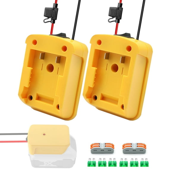 2 Packs Battery Adapter Compatible with Dewalt 20V Battery, Power Adapter Converter Kit with Fuse, 12AWG Wire, Fuse Holder and Switch for Power DIY, RC Car Toys, Wheels and Robotics