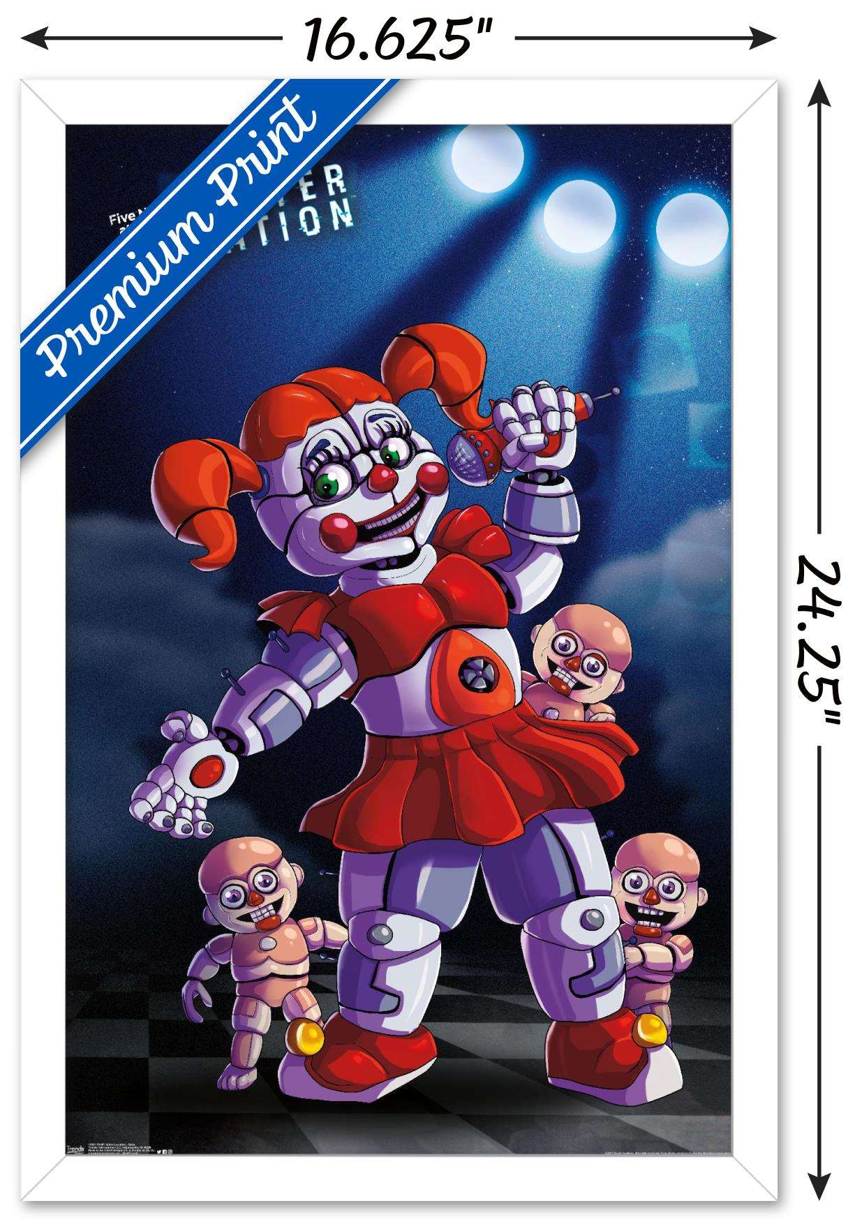 Five Nights at Freddy's: Sister Location - Baby Wall Poster, 14.725" x 22.375", Framed