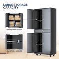 thumbnail image 6 of MoNiBloom 73" Metal Garage Storage Cabinet with Locking Doors & Drawer, Adjustable Shelves for Home, Office, Grey Black, 6 of 10