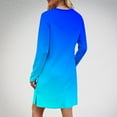 thumbnail image 6 of SMihono Fashion Tunic Dresses for Women Spring Fashion Gradient Color Going Out Dress Casual Long Sleeve Crewneck Side Split Tshirt Dress Blue 10, 6 of 7