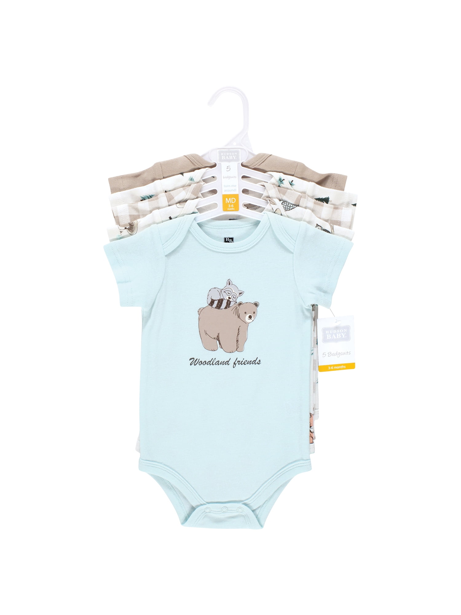 Hudson Baby Bodysuits, 5-Pack, Newborn-18 Months