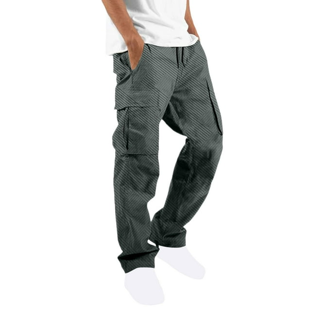 Gray Pleated Flared Bell Bottom Paperbag Basic Long Boot Cut Leg Cargo Trousers Pants for Mens Fall Summer Loose Fit Trousers Pants Mens 2025 Soft Comfy Clothes XXL