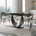 thumbnail image 4 of POVISON 94.5"Modern Minimalist Black Dining Table for 10, with Rectangular Sintered Stone Tabletop, Crescent Moon Shape, Carbon Steel Base, 4 of 6