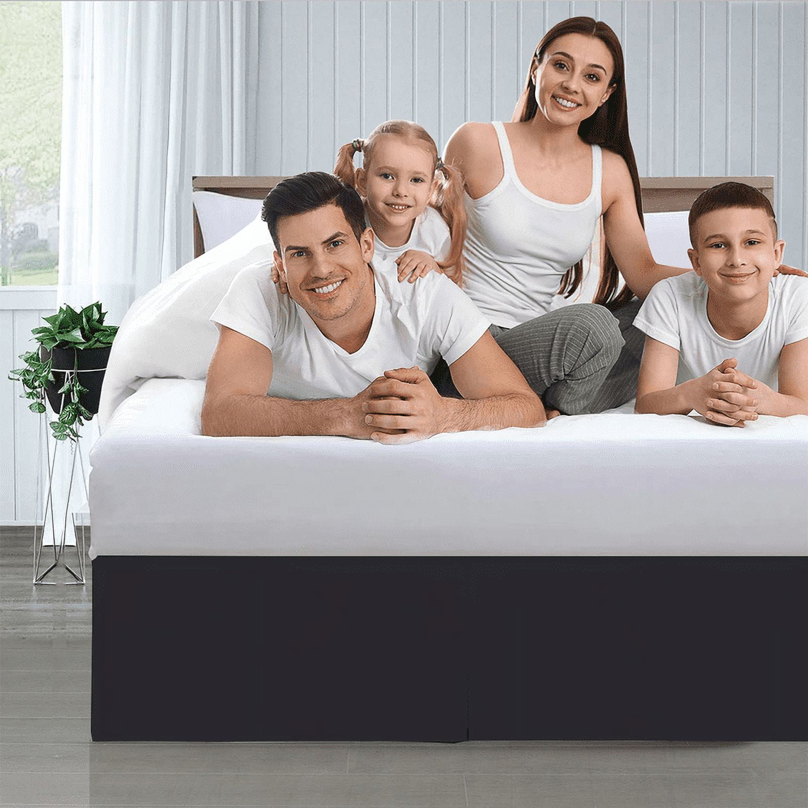 EASYCOT 800 Thread Count 100% Egyptian Cotton Hotel Quality Luxurious Box Pleated Bed Skirt Easy Fit with&nbsp;18" Drop Length ( Black , California King )