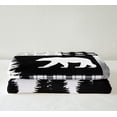 thumbnail image 3 of Hunting Deer Bear Blanket,Woodland Animal Rustic Cabin Throw Blanket ,Buffalo Plaid Patchwork Fleece Blanket RV Camping Decor,Jungle Pine Tree Footprint Sherpa Blanket Grey Black 40"x50", 3 of 6