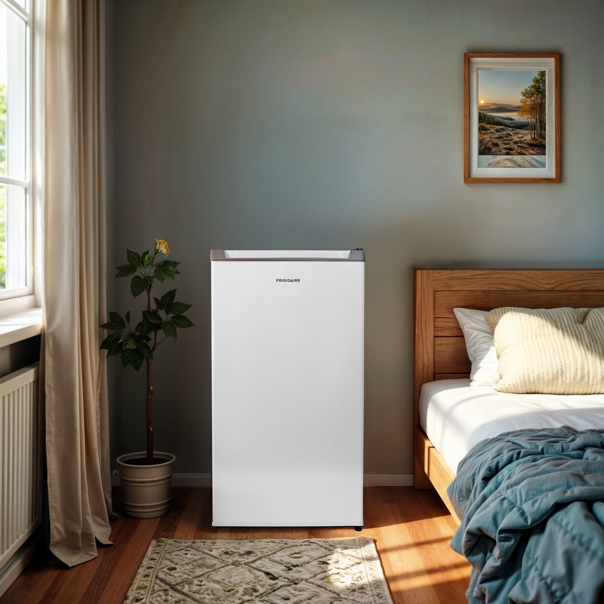 Frigidaire 3.2 Cu. ft. Compact Fridge with Chiller Compartment, Mini Fridge for Office, Bedroom, Dorm Room or Cabin,  Cotton