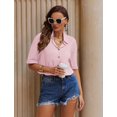 thumbnail image 3 of Camisa HOTOUCH de lino con botones para mujer, manga corta, color rosa S, 3 of 5