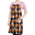 thumbnail image 5 of Orange and Black Plaid Christmas Snowflake Apron-Garden Aprons for Women with Pockets-Cotton Linen Waterproof Kitchen Cooking Gardening Aprons Adjustable for Kitchen,Cooking,BBQ and Salon 32"x27", 5 of 7