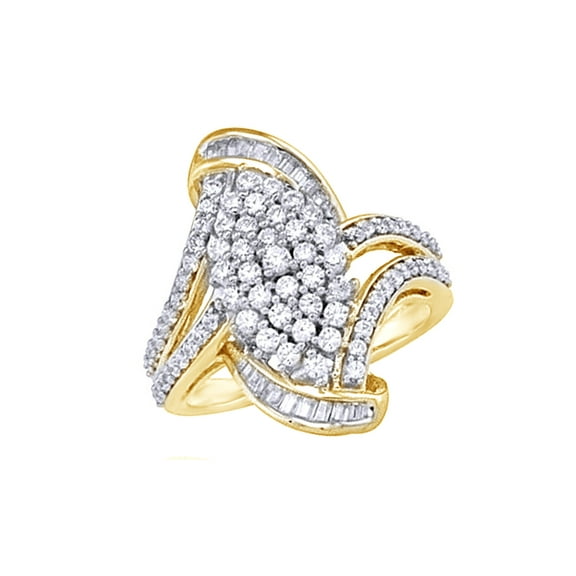 AFFY White Natural Diamond Cluster Ring In 10k Yellow Gold (1 Cttw)