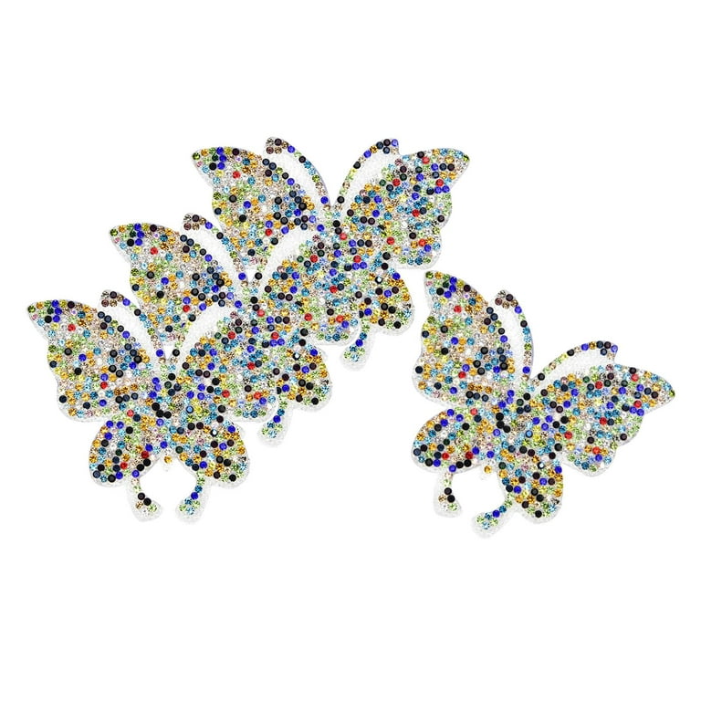 4 Pieces Bling Butterfly Patches Iron on Sew on Patches Embroidered Rhinestone Badge Applique Sticker Patch for Clothing Jeans Shirt - Multicolor