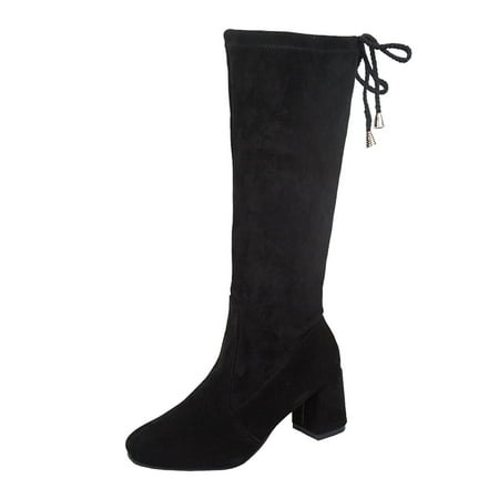 

iOPQO Women s Keen-High Boots Women s Fashion Casual Roman Short Ankle Boots Chunky Heels Leather Shoes Shoes Retro Fashion Casual Black 38