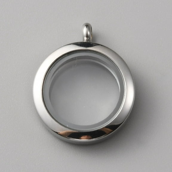 2 pc 304 Stainless Steel Locket Pendants Double Sides with Glass DIY Accessories for Jewelry Pendant Making Flat Round Charm Stainless Steel color 30.5x25x8mm Hole: 3.6mm Inner Diameter: 17.5mm