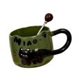 thumbnail image 1 of Taza de café de cerámica taza de beber caliente y fría con cuchara taza de café con leche en relieve para la oficina doméstica dormitorio de hot, 1 of 8