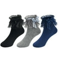 thumbnail image 6 of 6 Pairs Girls Lace Socks Little Toddler Kids Cute Bowknot Ruffle Socks (3-12 Months), 6 of 7