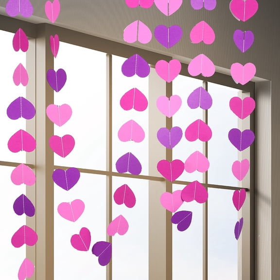 4M Length Craft Paper Paper Garland Decor Environmental-Friendly Heart Shape Hanging Paper Garland String Colorful Craft Wedding Party Decoration[purple]